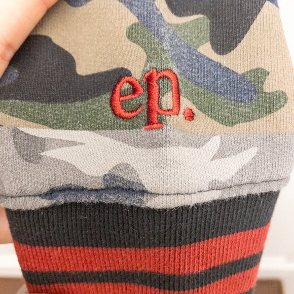 Eleven Paris Navy Blue Camo Patchwork Sweatshirt – Streetwear Style Size S - Picture 4 of 5